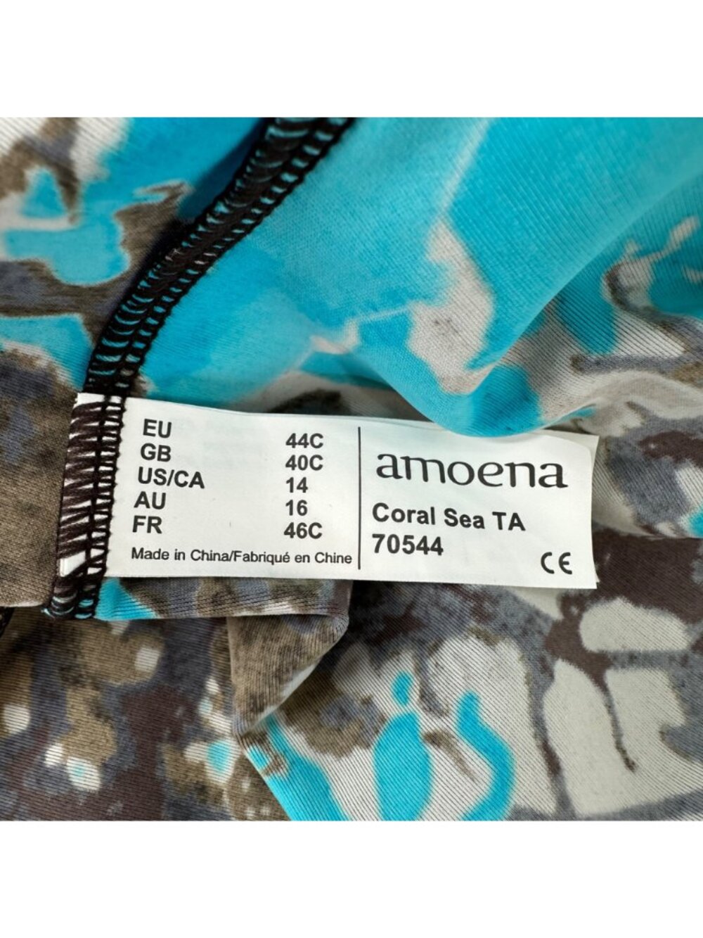 NWT Amoena Coral Sea Abstract Print Tankini Top Adjustable Straps Size 14 - Picture 5 of 16
